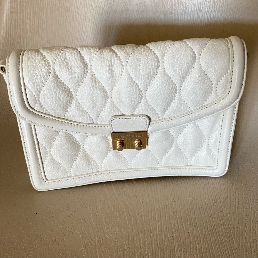 Vera Bradley Quilted Tess Crossbody bag white quilted leather a gold-tone clasp